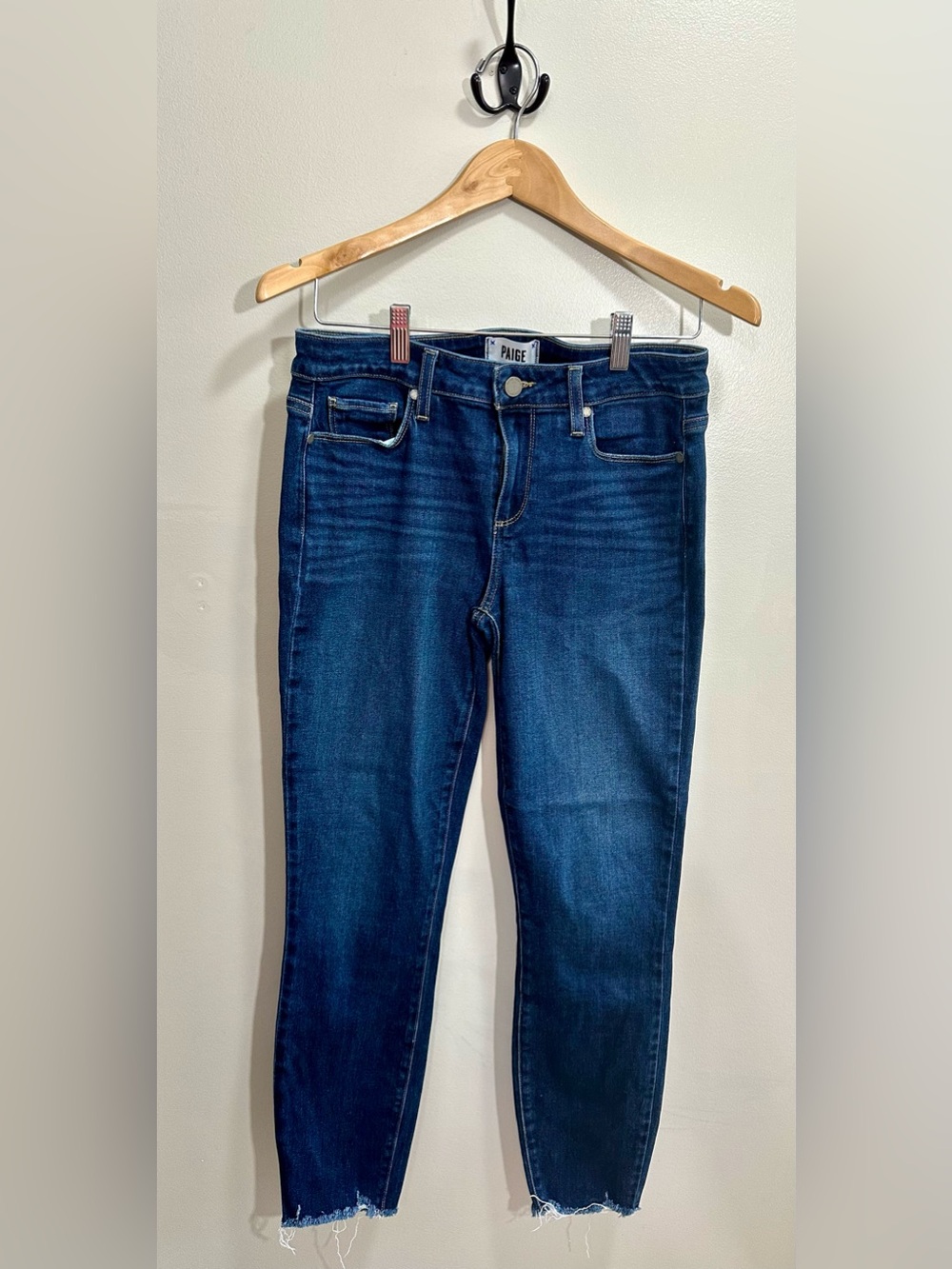 Paige Verdugo Ankle Jeans Dark Denim and Raw Hem Size 29